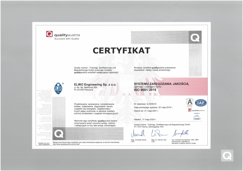 ISO9001 2015 ELWO 2024-2027